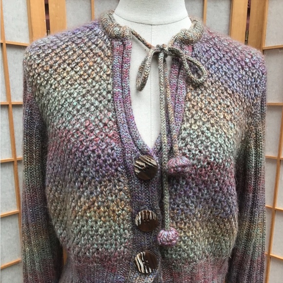 Anthropologie One Girl Who Ombré Striped Wool-Mohair Blend Sweater SZ L - Picture 3 of 15